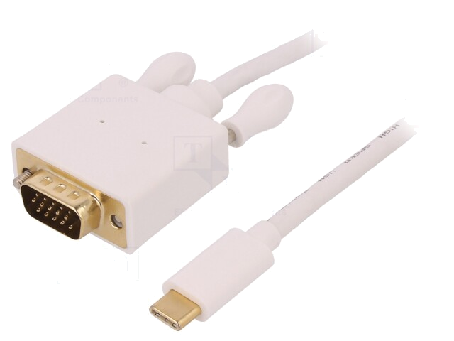 Adapter; USB 3.1; D-Sub 15pin HD stekker,USB-C-stekker; 2m; wit Adapter; USB 3.1; D-Sub 15pin HD stekker,USB-C-stekker; 2m; wit